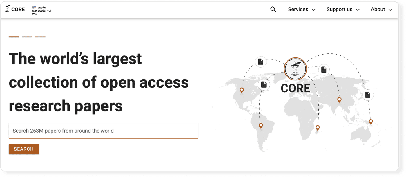 Search interface of the CORE academic search engine